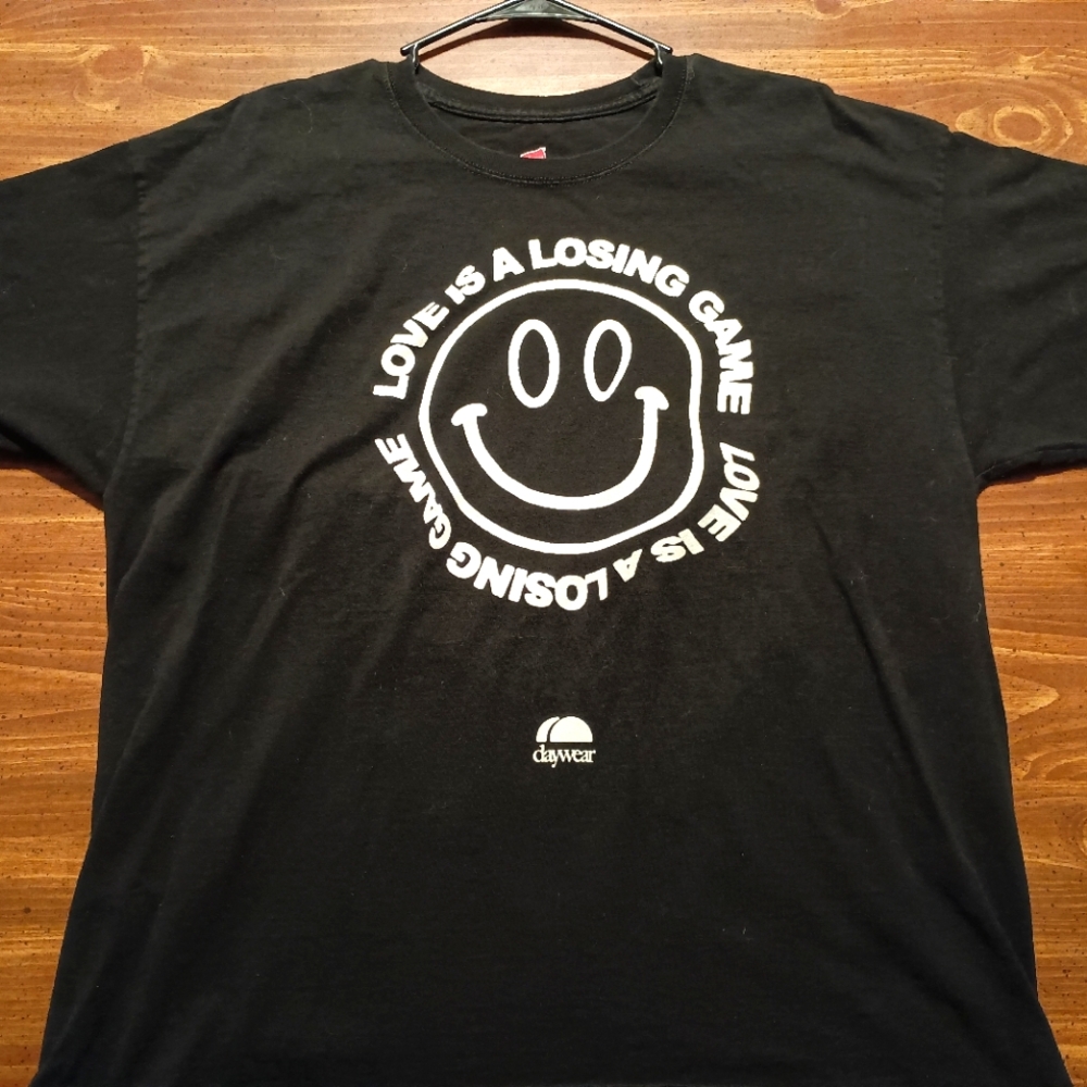 SMILEY FACE T-SHIRT - XL // Daywear Funny Love is a Losing Game Tee Shirt